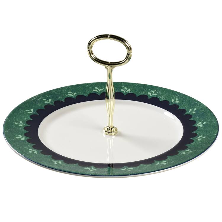 Bedazzle Emerald Round Serving Plate with Center Handle (Dp) Hc