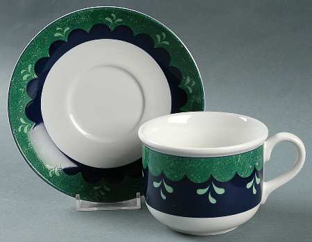 Bedazzle Emerald Flat Cup & Saucer Set