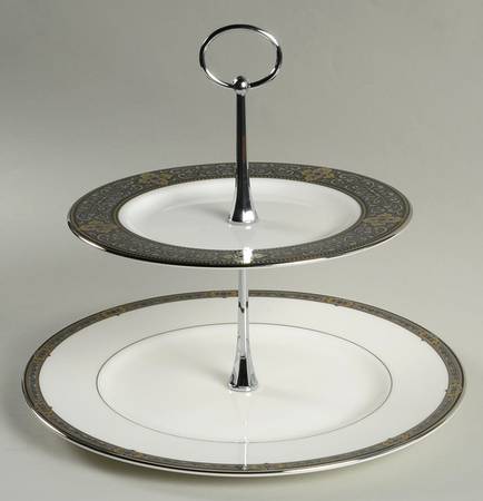 Vintage Jewel 2 Tiered Serving Tray (Dinner & Salad Plate)