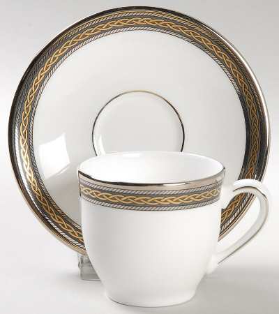 Braided Elegance Flat Demitasse Cup & Saucer Set