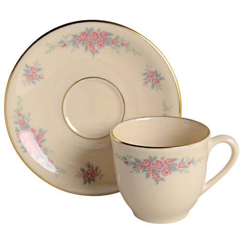 Petite Rose Flat Demitasse Cup & Saucer Set