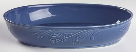 Poppies Rainbow Blue 12'' Oval Baker