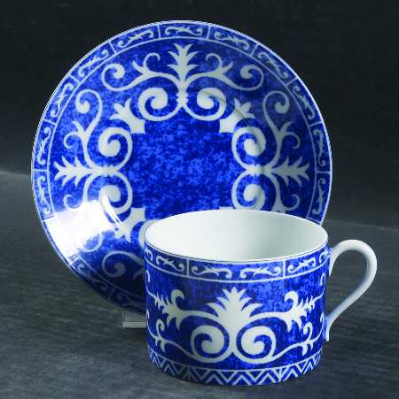 Festival Blue Flat Cup & Saucer Set