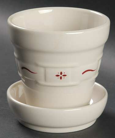 Woven Traditions Red 4" Flower Pot with Underplate by Longaberger