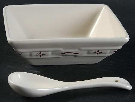 Woven Traditions Red 5" Square Tasting Bowl & Ceramic Spoon