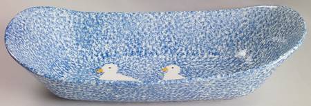 Blue Stipple with Duck Bread Tray