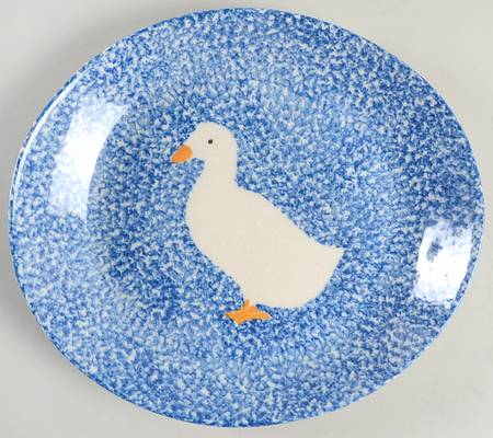 Blue Stipple with Duck Bread Tray