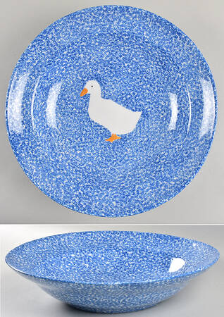 Blue Stipple with Duck 14" Pasta Serving Bowl