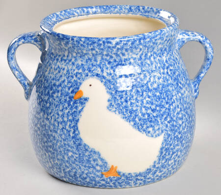 Blue Stipple with Duck Bean Pot No Lid