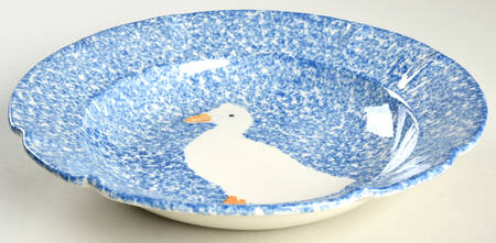 Blue Stipple with Duck 10" Round Vegetable Bowl
