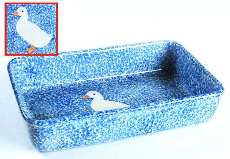 Blue Stipple with Duck 10" Rectangular Baker