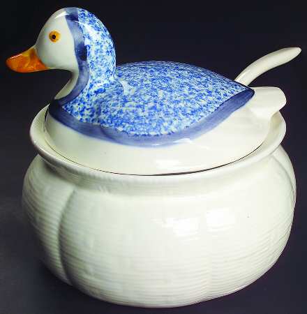 Blue Stipple with Duck Tureen &  Lid
