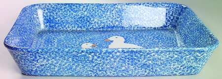 Blue Stipple with Duck 14" Rectangular Baker