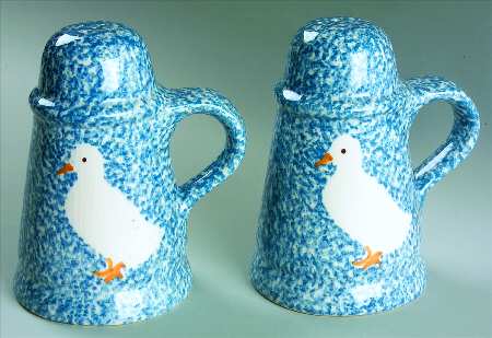 Blue Stipple with Duck Oversized Salt & Pepper Set