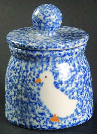 Blue Stipple with Duck Sugar Bowl & Lid