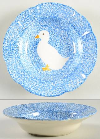 Blue Stipple with Duck Rim Soup Bowl