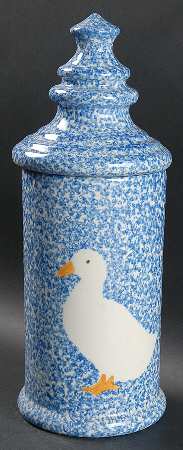 Blue Stipple with Duck Large Canister & Lid