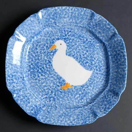 Blue Stipple with Duck 11" Chop Plate (Round Platter)