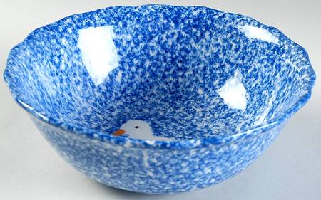 Blue Stipple with Duck 7" Round Vegetable Bowl
