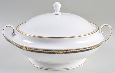 Golden Dynasty (White Background) Round Covered Vegetable