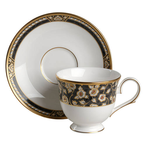 Golden Dynasty (White Background) Footed Cup & Saucer Set