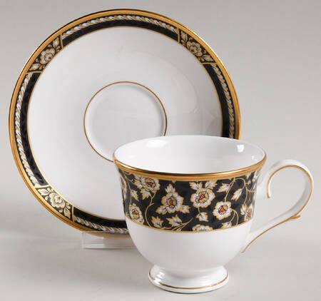 Golden Dynasty (White Background) Footed Cup & Saucer Set