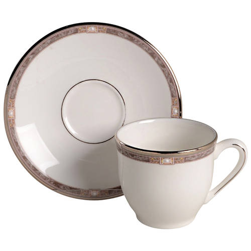 Pearlescence Platinum Flat Demitasse Cup & Saucer Set