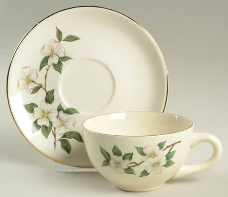 New Dogwood Flat Cup & Saucer Set