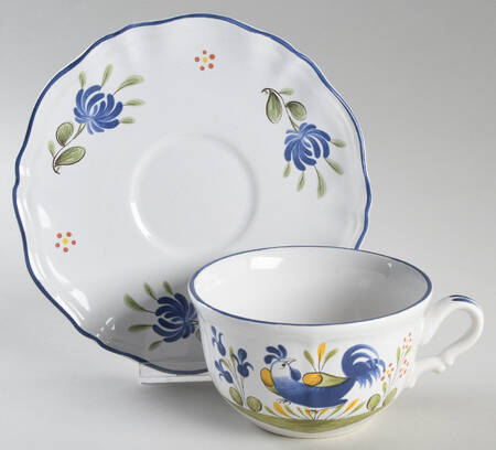 Chanteclerc Blue Breakfast Cup & Saucer Set