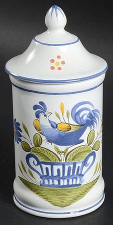 Chanteclerc Blue Cotton Ball Jar and Lid