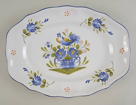 Chanteclerc Blue 14" Oval Serving Platter