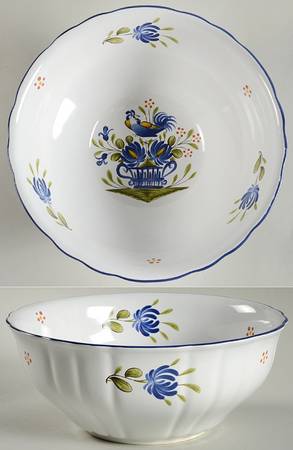Chanteclerc Blue 8" Round Vegetable Bowl