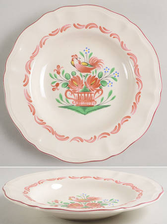 Chanteclerc Red Large Rim Soup Bowl
