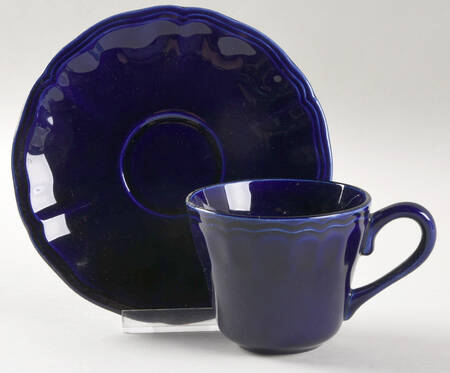Louis XV Cobalt Flat Cup & Saucer Set