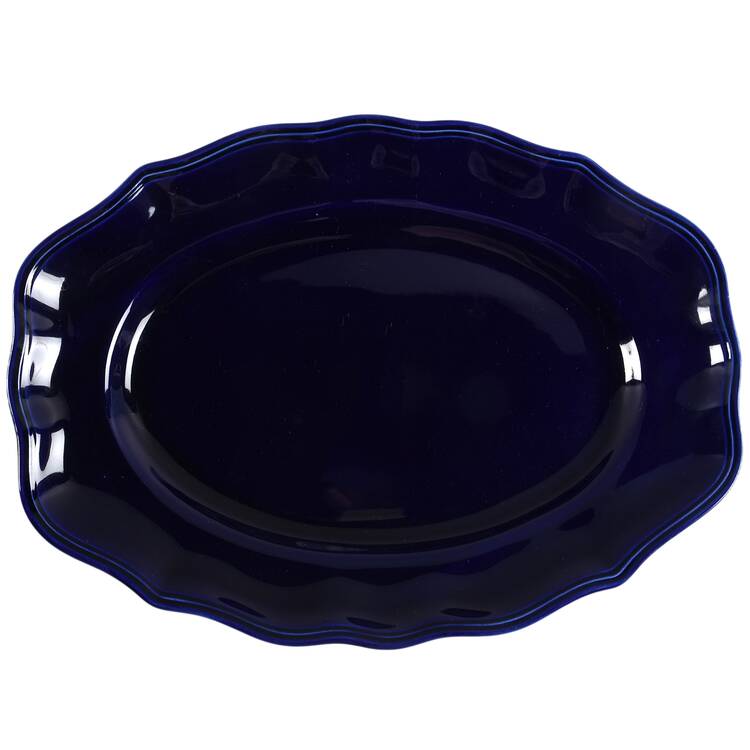 Louis XV Cobalt 14" Oval Serving Platter by Luneville