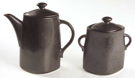 Piano (Round, Smooth Texture) Creamer & Sugar with Lids Set
