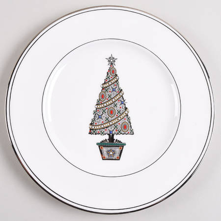 Federal Platinum Christmas Accent Luncheon Plate