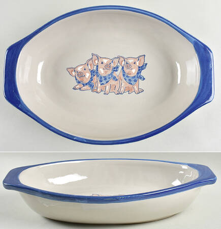 Precious Pigs 14" Oval Baker