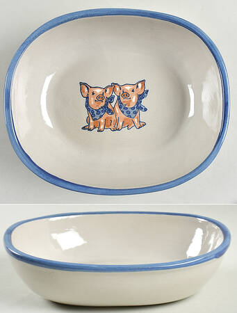 Precious Pigs 8" Oval Vegetable Bowl