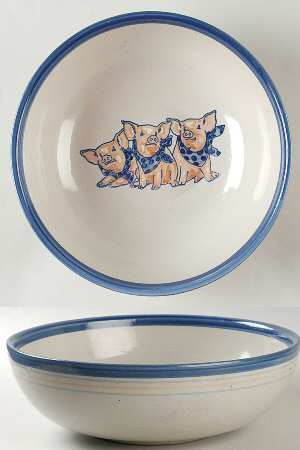 Precious Pigs 10" Large Salad Serving Bowl
