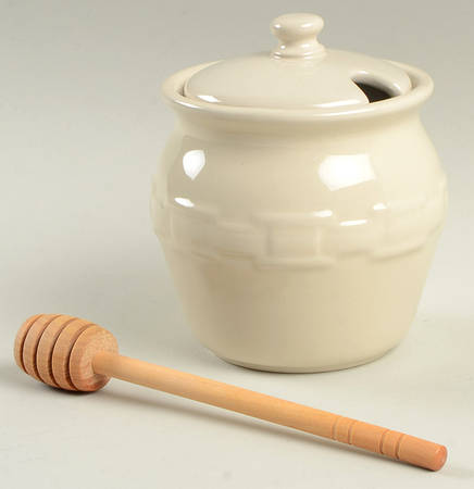 Woven Traditions Ivory Honey Pot & Lid