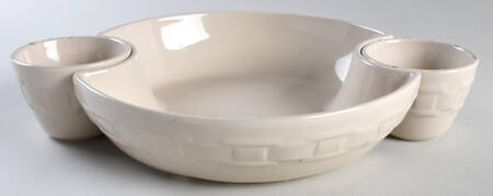 Woven Traditions Ivory (3 Piece) Chip & Dip Set (Platter & 2 Bowls)