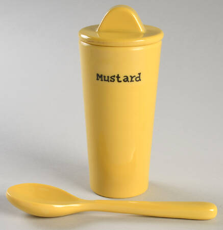 Woven Traditions Ivory Mustard Jar & Lid with Spoon by Longaberger