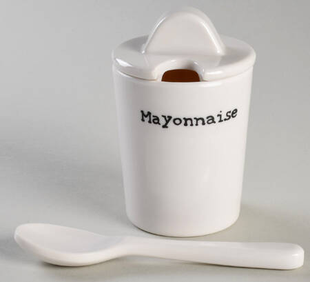 Woven Traditions Ivory Mayonnaise Jar & Lid with Ceramic Spoon by Longaberger