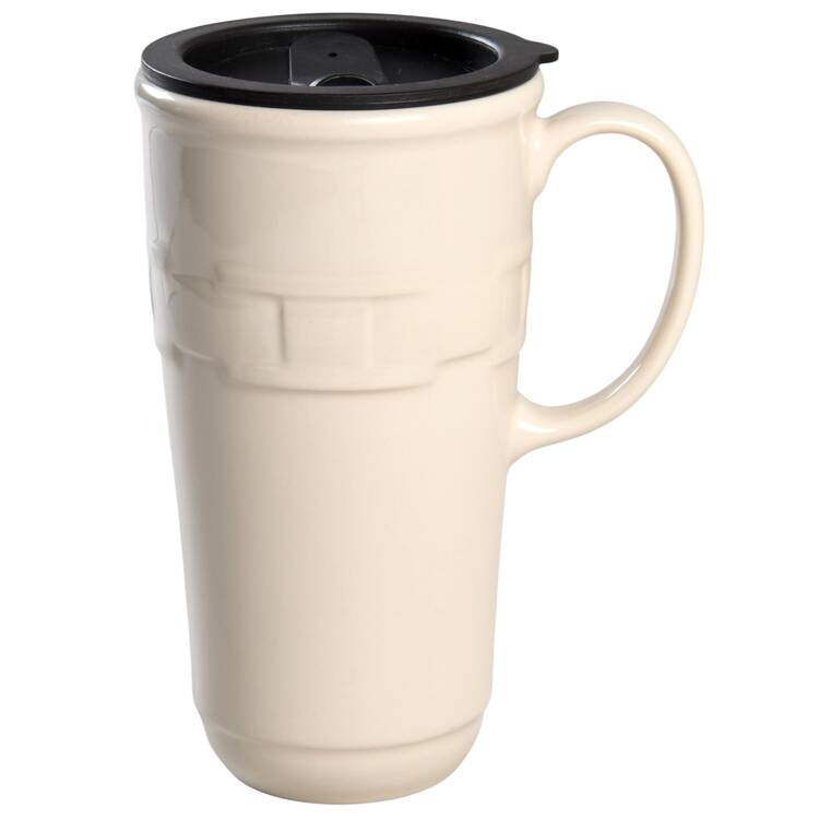 Woven Traditions Ivory Travel Mug & Plastic Lid