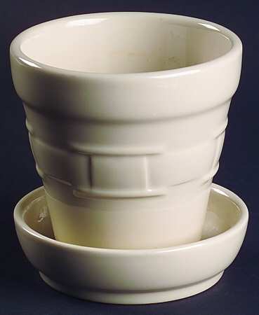 Woven Traditions Ivory 4" Flower Pot with Underplate by Longaberger