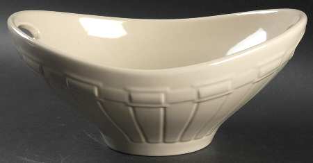 Woven Traditions Ivory 10" Oval Handled Bowl by Longaberger