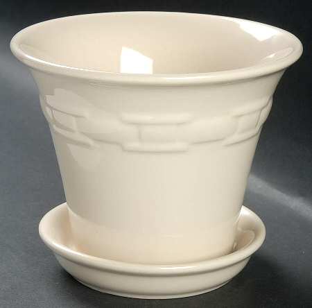 Woven Traditions Ivory 5" Flower Pot & Underplate by Longaberger