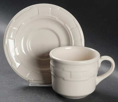 Woven Traditions Ivory Flat Cup & Saucer Set