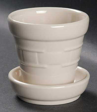 Woven Traditions Ivory 3" Flower Pot & Underplate by Longaberger